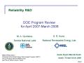 Presentation: Reliability R&D; DOE Program Review
