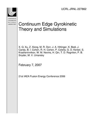 Continuum Edge Gyrokinetic Theory and Simulations