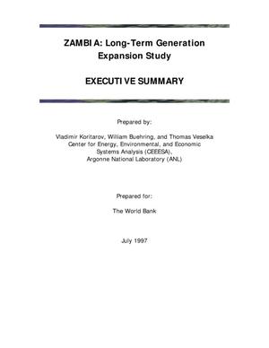 Zambia: Long-Term Generation Expansion Study - Executive Summary.