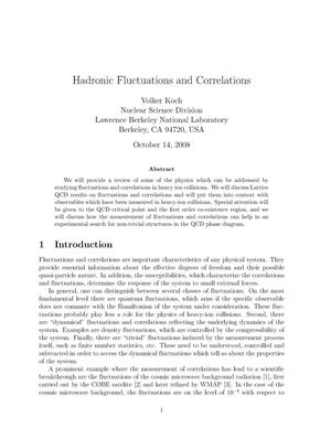 Hadronic Correlations and Fluctuations
