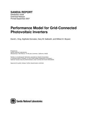 Primary view of object titled 'Performance model for grid-connected photovoltaic inverters.'.