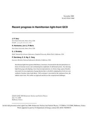 Recent progress in Hamiltonian light-front QCD