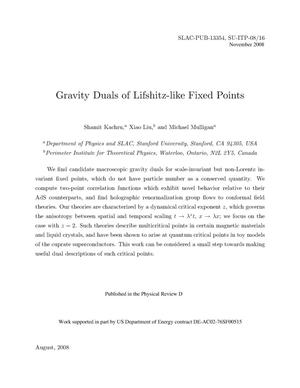 Gravity Duals of Lifshitz-Like Fixed Points