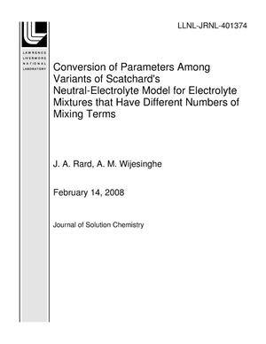 Conversion of Parameters Among Variants of Scatchard's Neutral-Electrolyte Model for Electrolyte Mixtures that Have Different Numbers of Mixing Terms