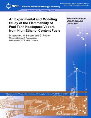Experimental and Modeling Study of the Flammability of Fuel Tank Headspace Vapors from High Ethanol Content Fuels
