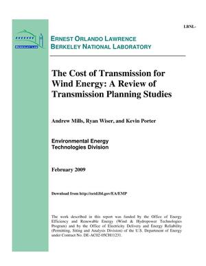 The Cost of Transmission for Wind Energy: A Review of Transmission Planning Studies
