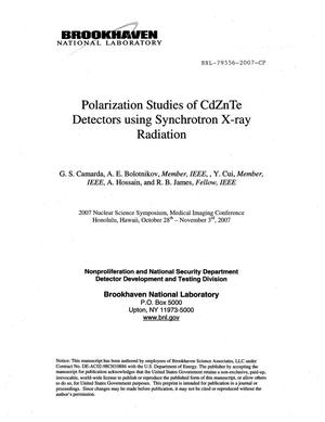 Polarization Studies of CdZnTe Detectors Using Synchrotron X-Ray Radiation.