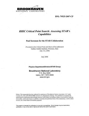 RHIC Critical Point Search: Assessing STAR's Capabilities.