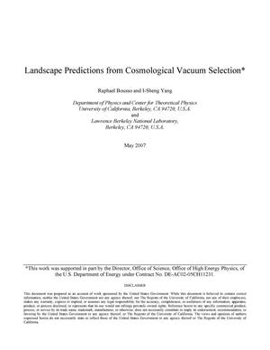 Landscape predictions from cosmological vacuum selection