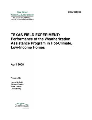 Texas Field Experiment Results: Performance of the Weatherization Assistance Program in Hot-Climate, Low-Income Homes