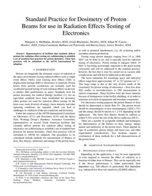 Standard Practice for Dosimetry of Proton Beams for use in Radiation Effects Testing of Electronics