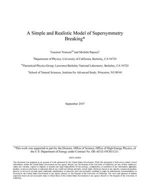 A simple and realistic model of supersymmetry breaking