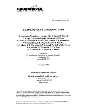 LARP Long Nb3Sn Quadrupole Design.