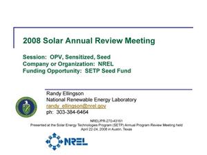 SETP Seed Fund, Session: OPV, Sensitized, Seed