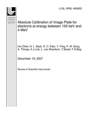 Absolute Calibration of Image Plate for electrons at energy between 100 keV and 4 MeV