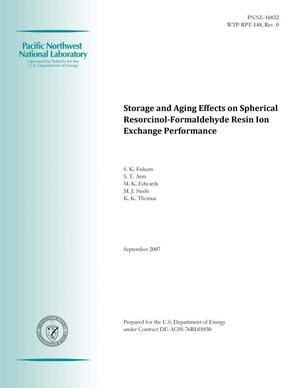 Storage and Aging Effects on Spherical Resorcinol-Formaldehyde Resin Ion Exchange Performance