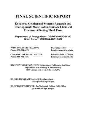 Enhanced Geothermal Systems Research and Development: Models of Subsurface Chemical Processes Affecting Fluid Flow