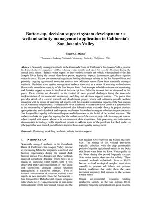 Bottom-up, decision support system development : a wetlandsalinity management application in California's San Joaquin Valley
