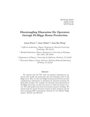 Disentangling Dimension Six Operators through Di-Higgs BosonProduction