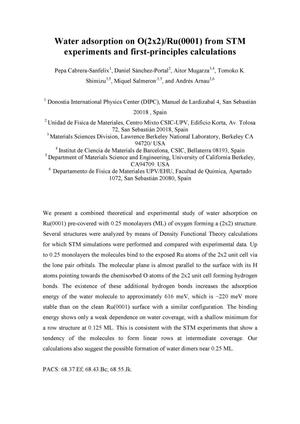 Water adsorption on O(2x2)/Ru(0001) from STM experiments andfirst-principles calculations