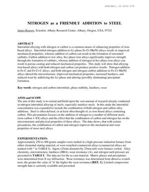 Nitrogen as a friendly addition to steel