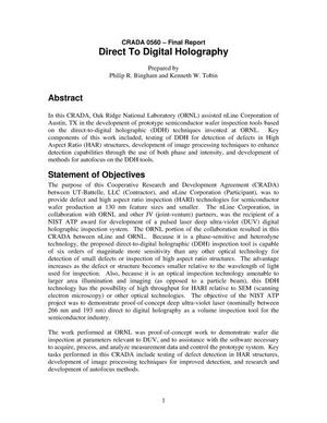 Direct to Digital Holography