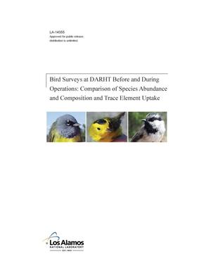 Bird Surveys at DARHT Before and During Operations: Comparison of Species Abundance and Composition and Trace Element Uptake