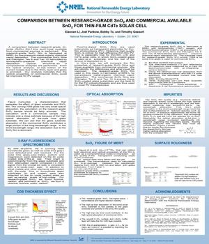 Comparison Between Research-Grade SnO2 and Commercial Available SnO2 for Thin-Film CdTe Solar Cell (Poster)