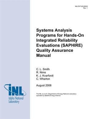 Systems Analysis Programs for Hands-on Integrated Reliability Evaluations (SAPHIRE) Quality Assurance Manual