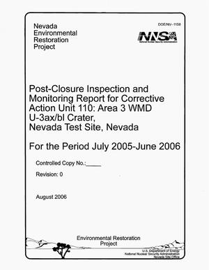 Post-Closure Inspection and Monitoring Report for Corrective Action Unit 110: Area 3 WMD U-3ax/bl Crater, Nevada Test Site, Nevada