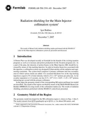 Radiation shielding for the Main Injector collimation system