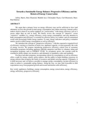 Towards a Sustainable Energy Balance: Progressive Efficiency and the Return of Energy Conservation