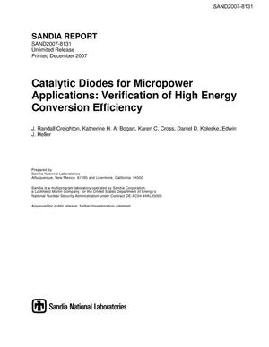 Catalytic diodes for micropower applications : verification of high energy conversion efficiency.