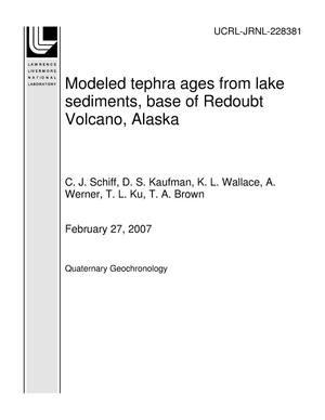 Modeled tephra ages from lake sediments, base of Redoubt Volcano, Alaska