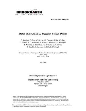 Status of the NSLS-II Injection System Design