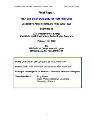 Final Report - MEA and Stack Durability for PEM Fuel Cells