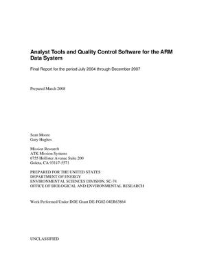 Analyst Tools and Quality Control Software for the ARM Data System