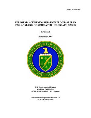 Performance Demonstration Program Plan for Analysis of Simulated Headspace Gases
