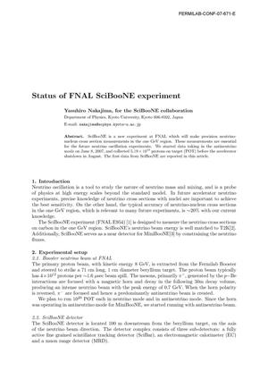 Status of FNAL SciBooNE experiment