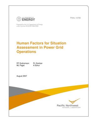 Human Factors for Situation Assessment in Grid Operations