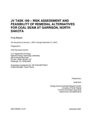 Risk Assessment and Feasibility of Remedial Alternatives for Coal Seam at Garrison, North Dakota