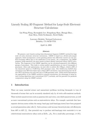 Linear scaling 3D fragment method for large-scale electronic structure calculations
