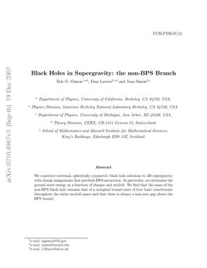 Black holes in supergravity: the non-BPS branch