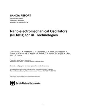 Nano-electromechanical oscillators (NEMOs) for RF technologies.