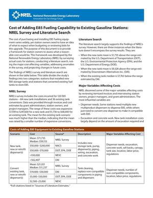 Cost of Adding E85 Fueling Capability to Existing Gasoline Stations: NREL Survey and Literature Search (Fact Sheet)