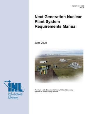Next Generation Nuclear Plant System Requirements Manual