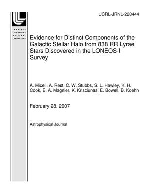 Evidence for Distinct Components of the Galactic Stellar Halo from 838 RR Lyrae Stars Discovered in the LONEOS-I Survey