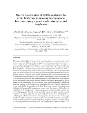 On the toughening of brittle materials by grain bridging:promoting intergranular fracture through grain angle, strength, andtoughness