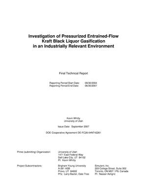 Investigation of Pressurized Entrained-Flow Kraft Black Liquor Gasification in an Industrially Relevant Environment