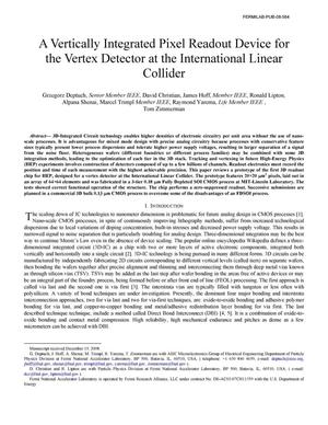 A vertically integrated pixel readout device for the Vertex Detector at the International Linear Collider